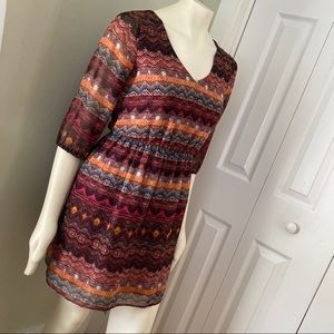 🍄 By & By // Tribal Back Cutout Blouson Dress